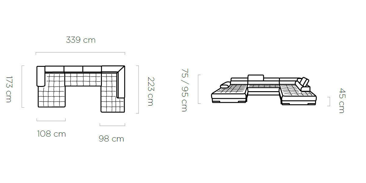Poze Coltar living extensibil Selva XL - L339 x l223 x H95 cm