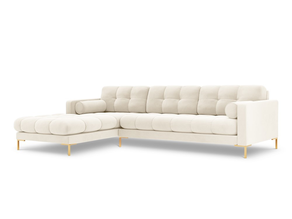 Poze Coltar tapitat Bali 5 locuri velvet/picioare gold – L293 x l185 x h75