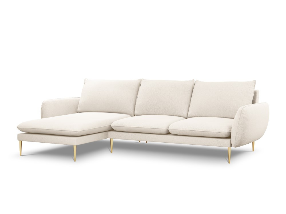 Coltar tapitat vienna 5 locuri plusat/picioare gold – l255 x l170 x h95