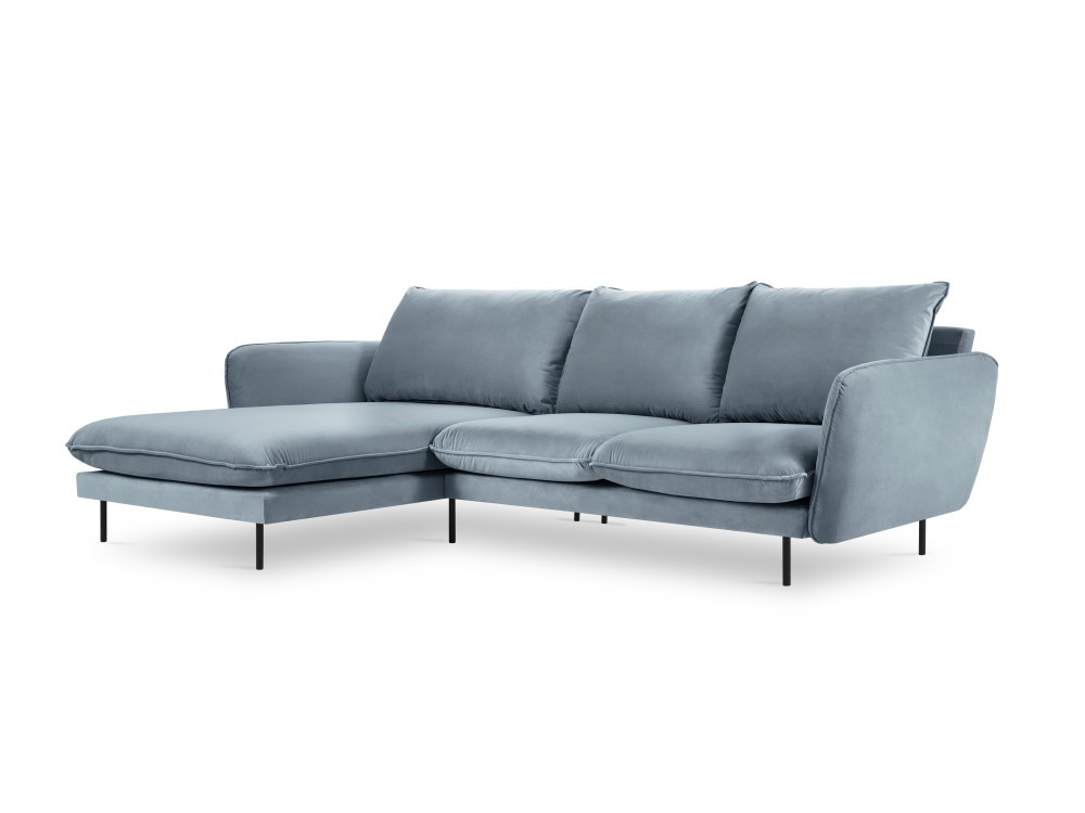 Poze Coltar tapitat Vienna 5 locuri velvet/picioare negre – L255 x l170 x h95