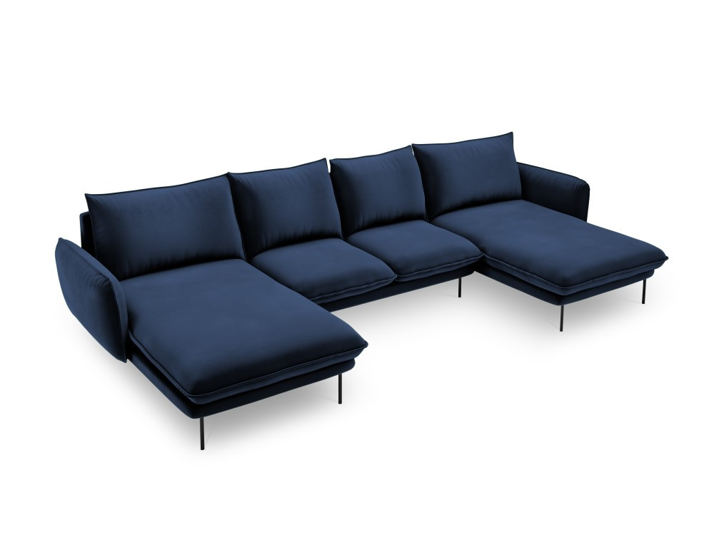 Poze Coltar tapitat Vienna 6 locuri velvet/picioare negru – L350 x l170 x h95