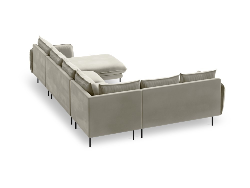 Poze Coltar tapitat Vienna 7 locuri velvet/picioare negre – L330 x l235 x h95