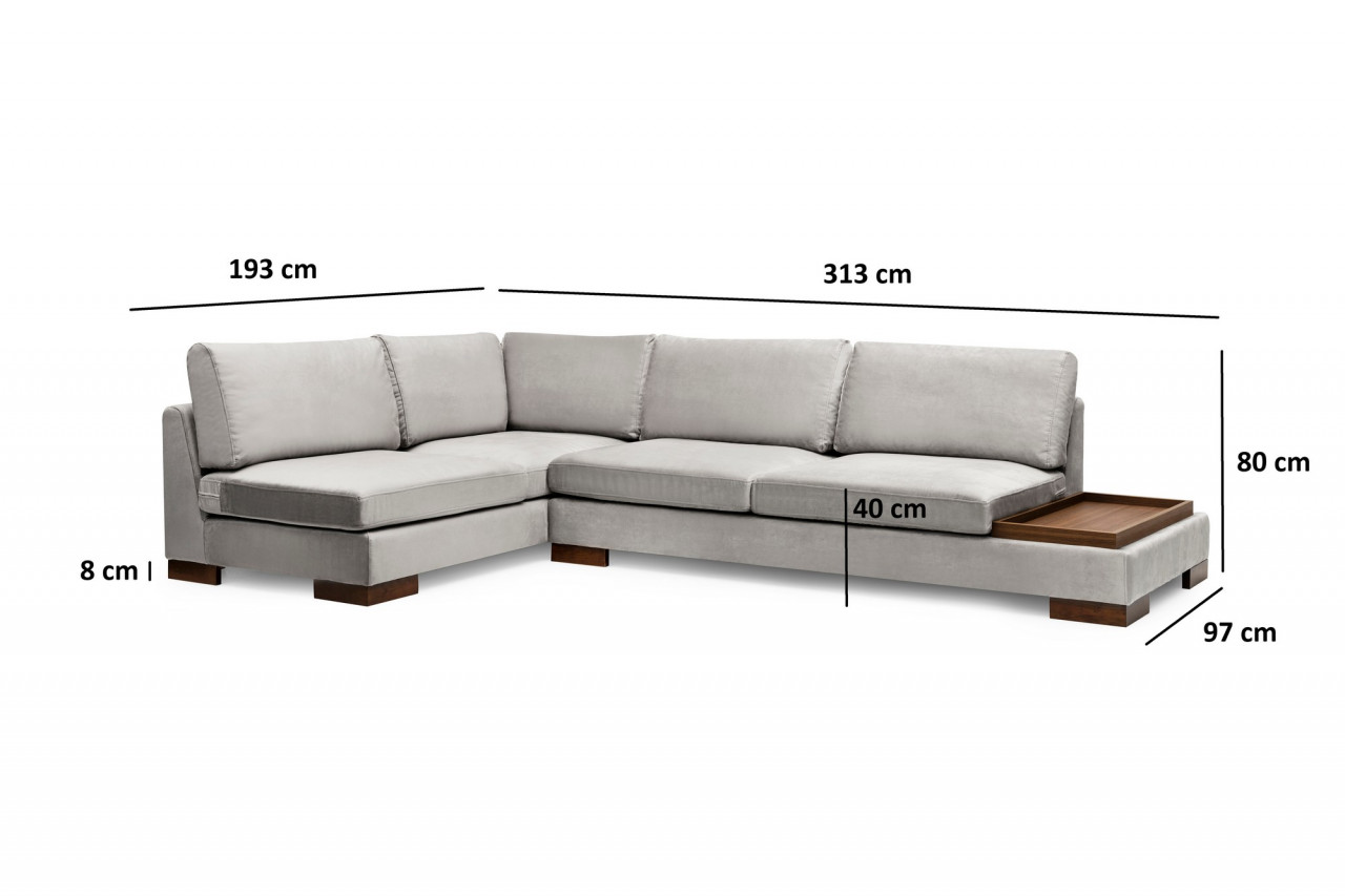 Poze Coltar Tulip Corner pe stanga cu taburet gri deschis