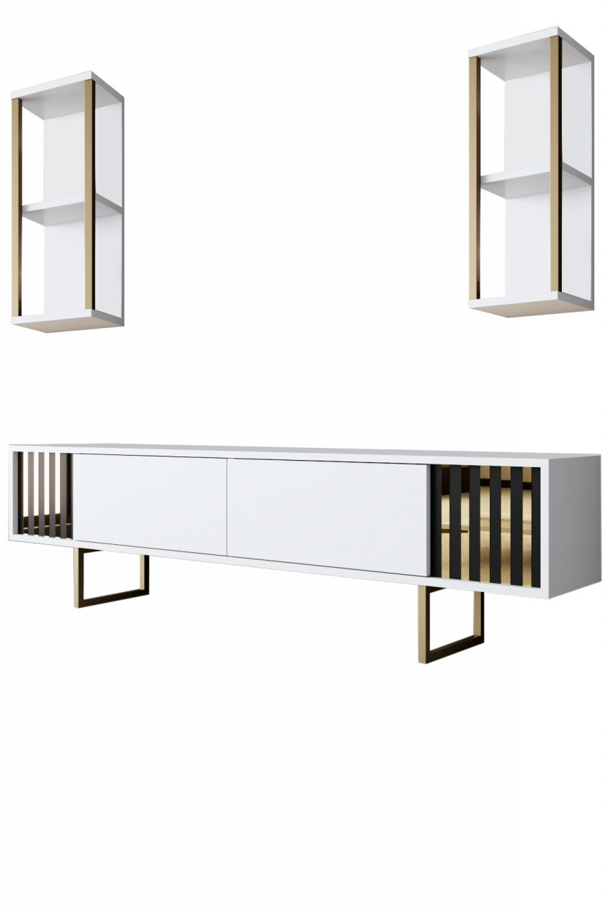 Poze Comoda TV Gold Line alb/negru