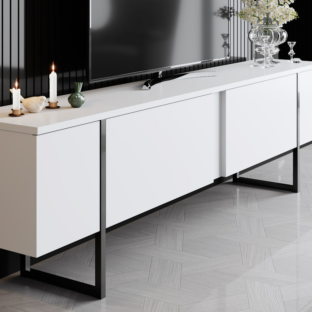 Poze Comoda TV Luxe alb / negru