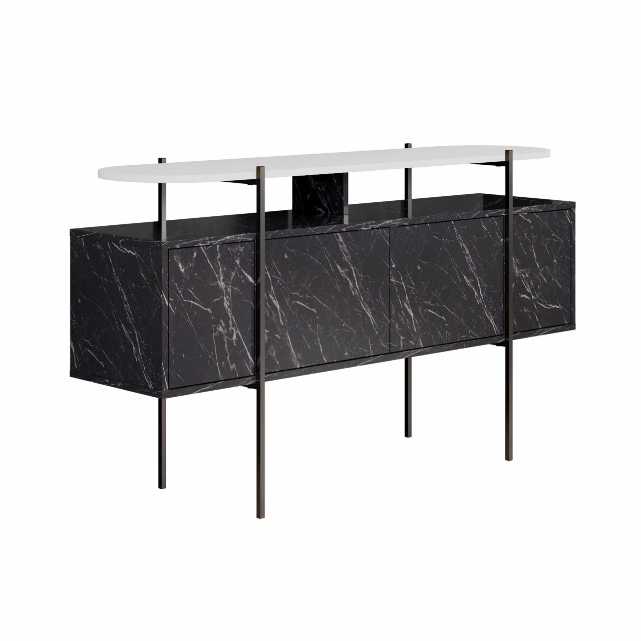 Poze Consola Hanley alb/marmura neagra L150 cm - H86,2 cm