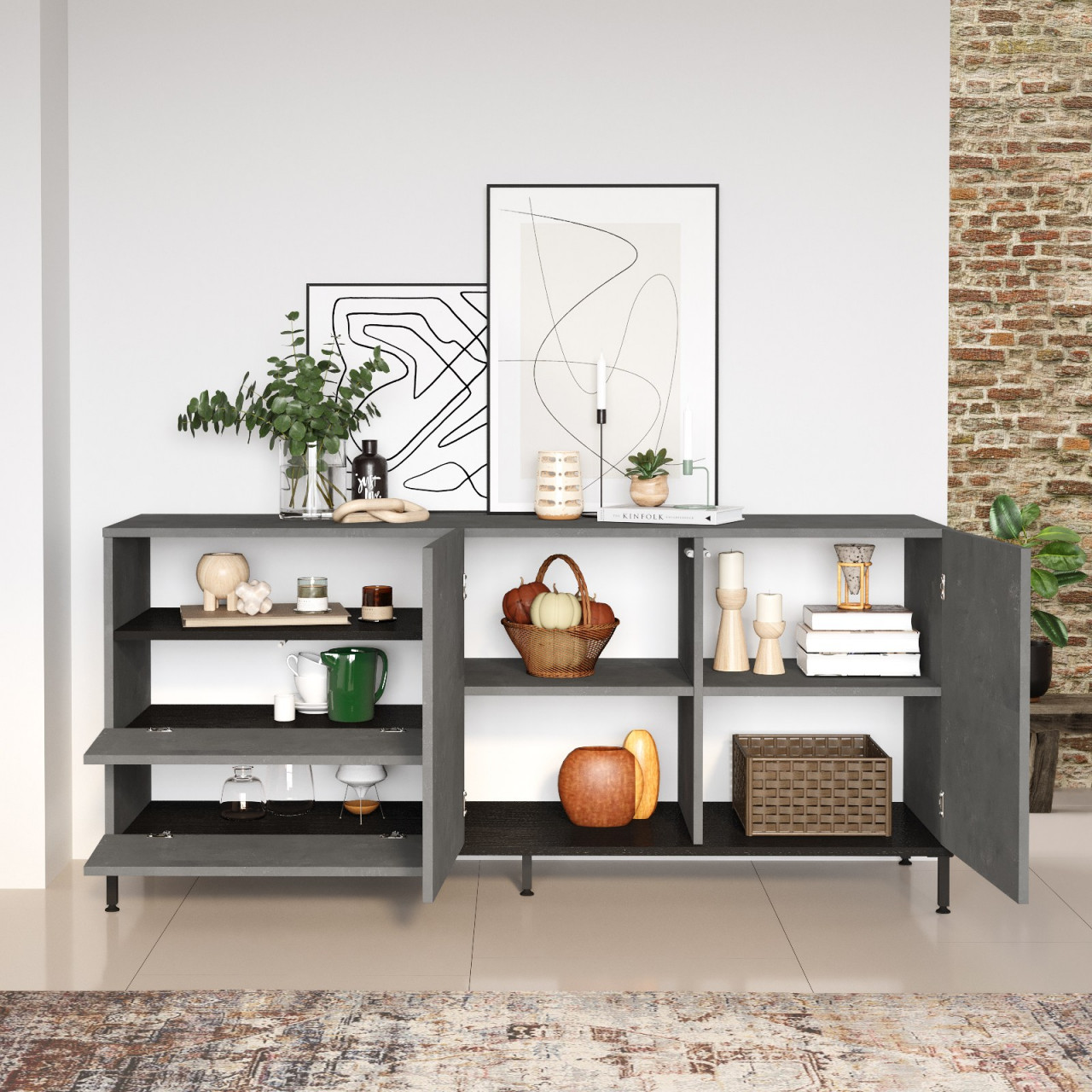 Poze Consola LV32-RL gri/negru L170,3 cm - H75,6 cm