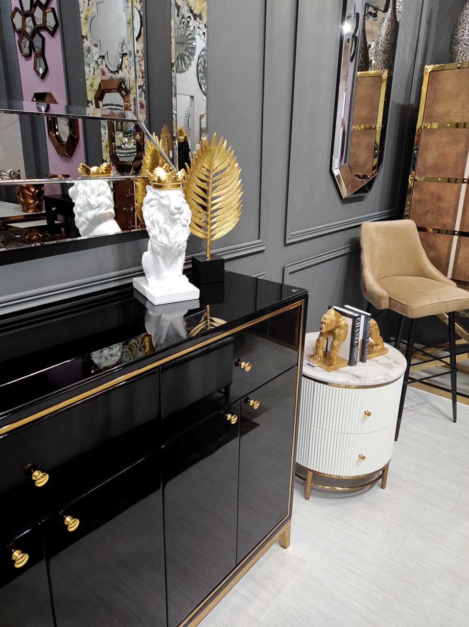 Poze Consola Rennes negru/gold – H100 cm