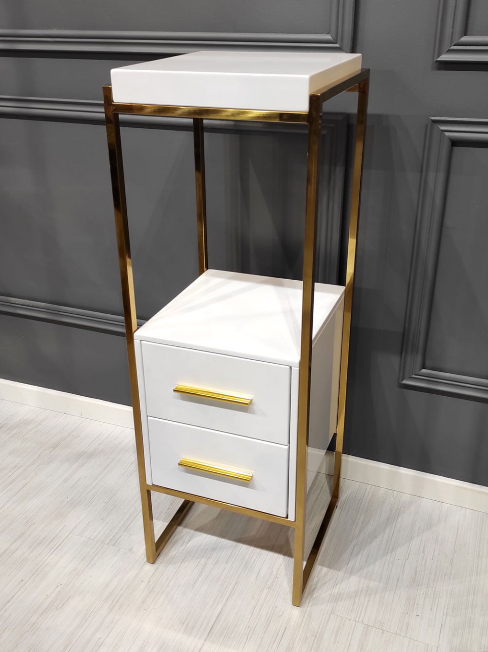 Poze Consola Rodez III alb/gold – H103 cm