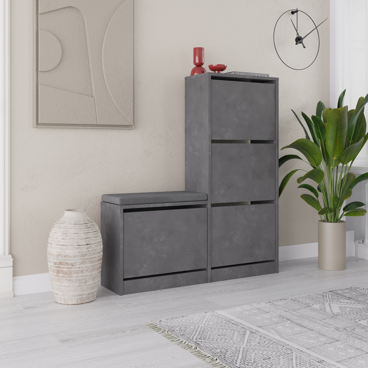 Poze Dulap de incaltaminte Dude gri L105 cm - H118,5 cm