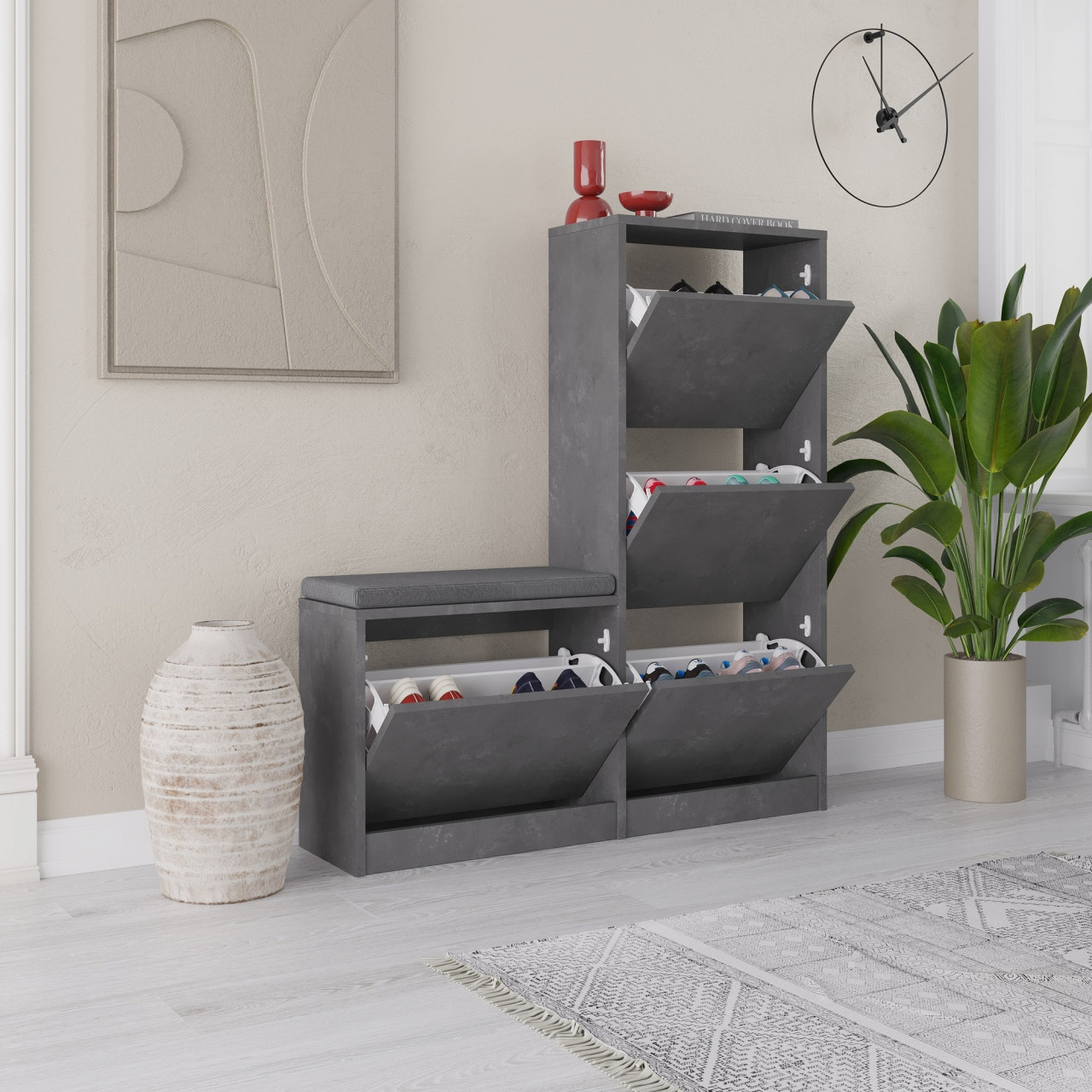 Poze Dulap de incaltaminte Dude gri L105 cm - H118,5 cm