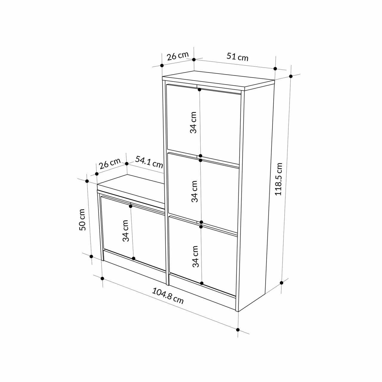 Poze Dulap de incaltaminte MDF Dude stejar L105 cm - H118,5 cm