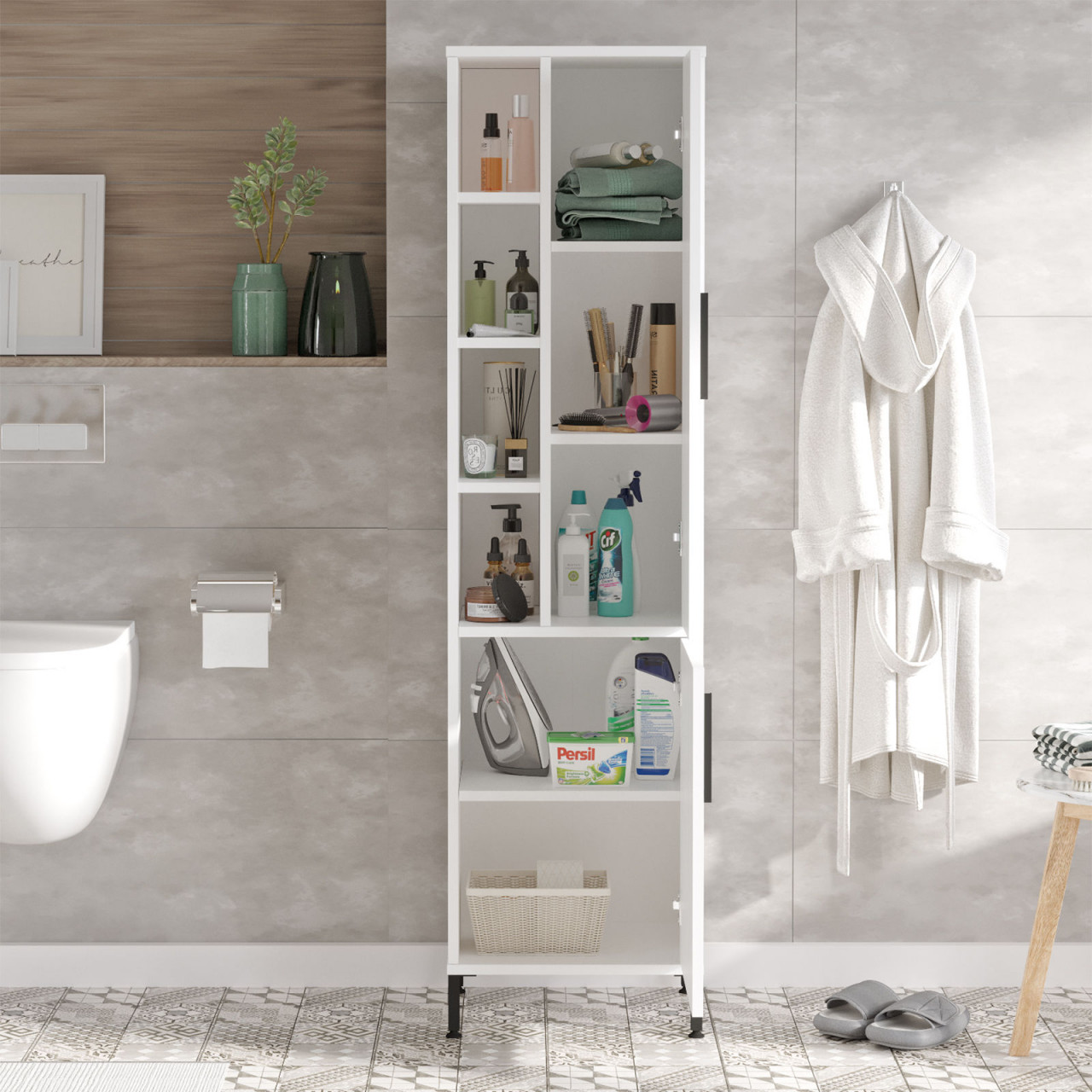Poze Dulap MDF baie VI2-W alb L45 cm - H173,6 cm