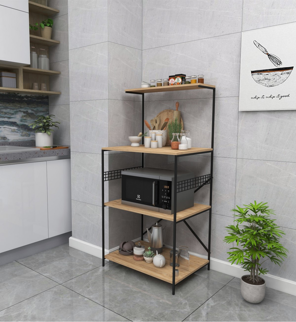 Poze Dulap MDF multifunctional Anemon negru/pin L60 cm - H124 cm