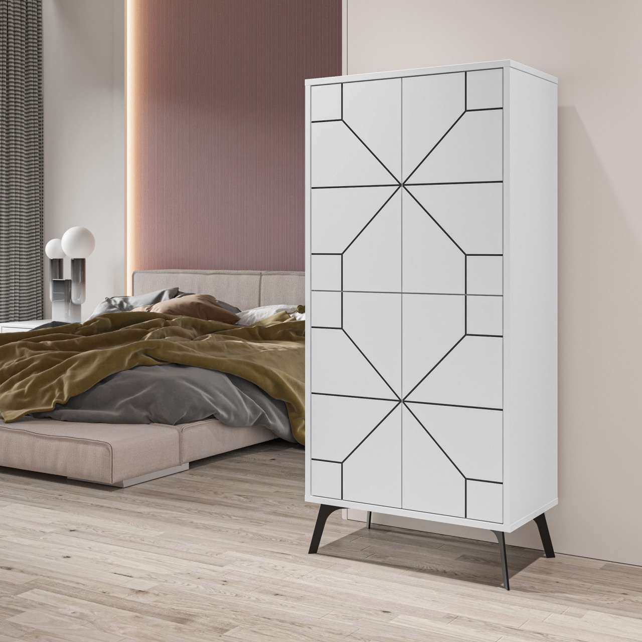 Poze Dulap MDF multifunctional Dune alb L62,6 cm - H136 cm