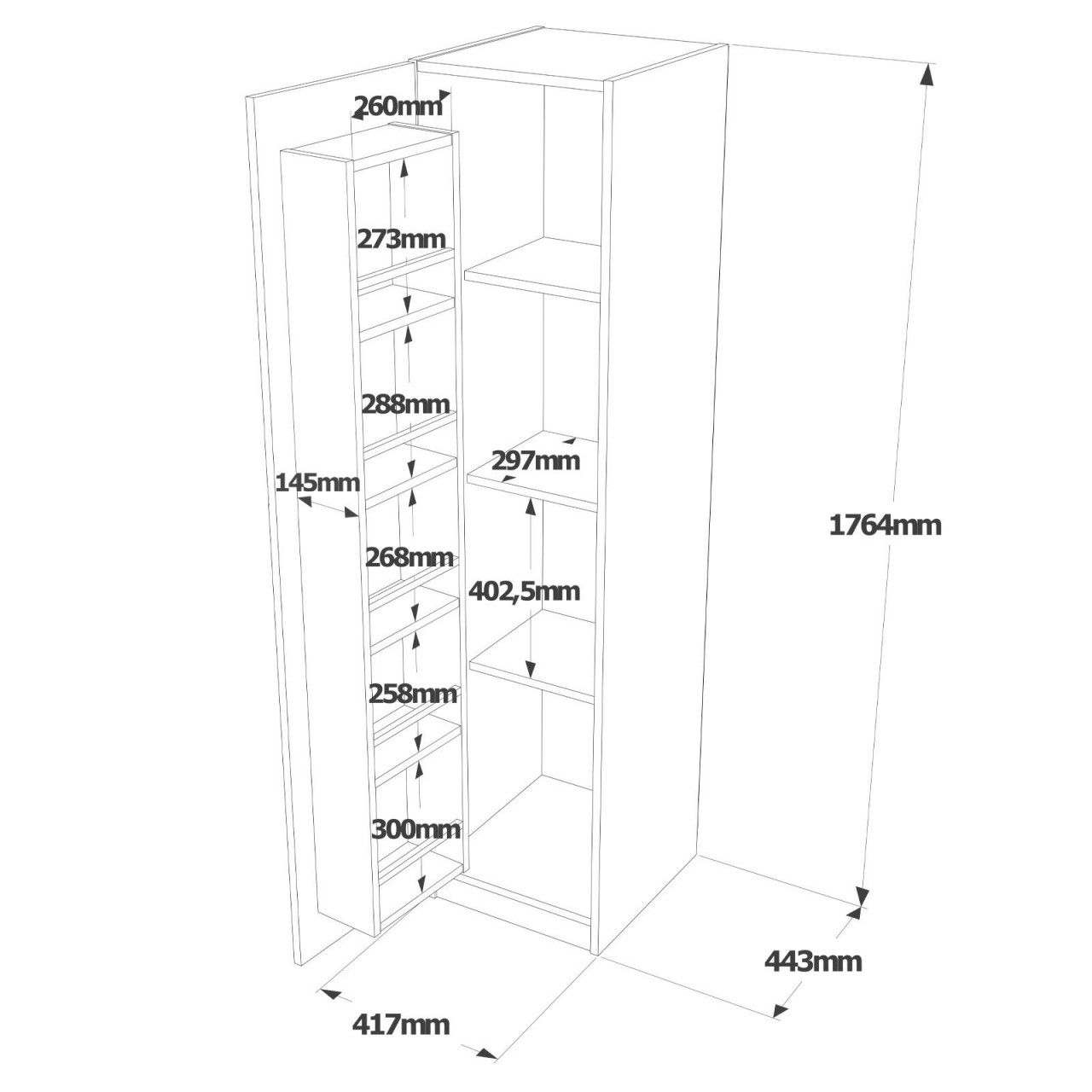 Poze Dulap MDF multifunctional VA1-KL L41,7 cm - H176,4 cm