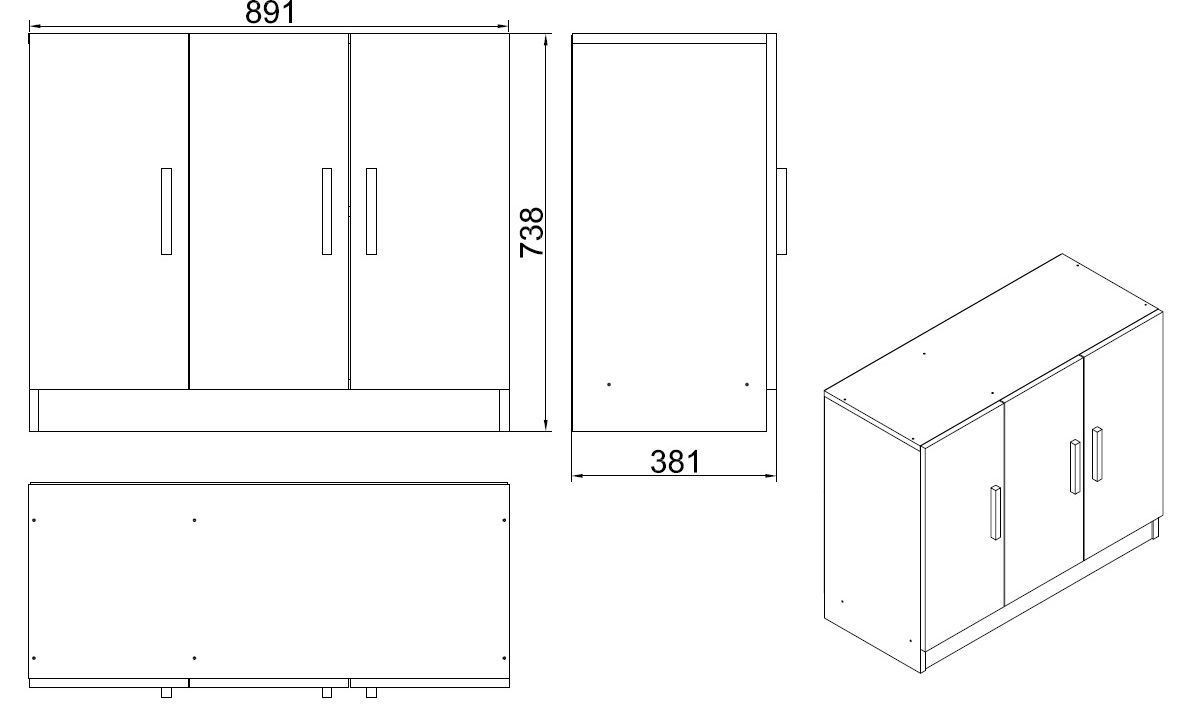 Poze Dulap MDF multifunctional Vario E nuc/antracit L89,1 cm - H73,8 cm