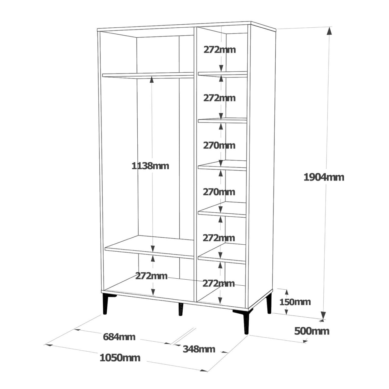 Poze Dulap MDF pentru haine AR9 - CA L105 cm - H190,4 cm