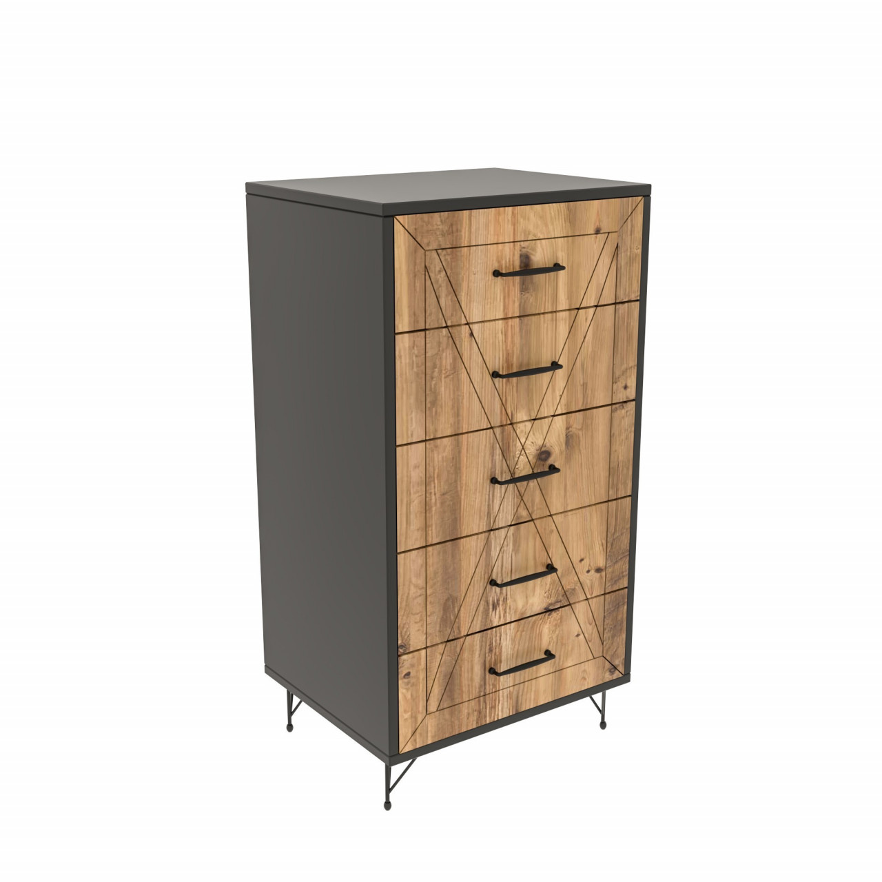 Poze Dulap MDF Planet antracit/stejar L 50 cm - H95 cm
