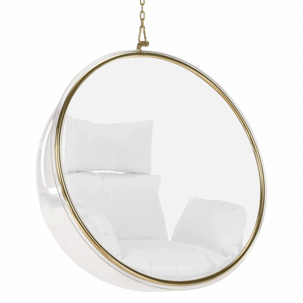Fotoliu suspendat bubble tip1 transparent/auriu/alb