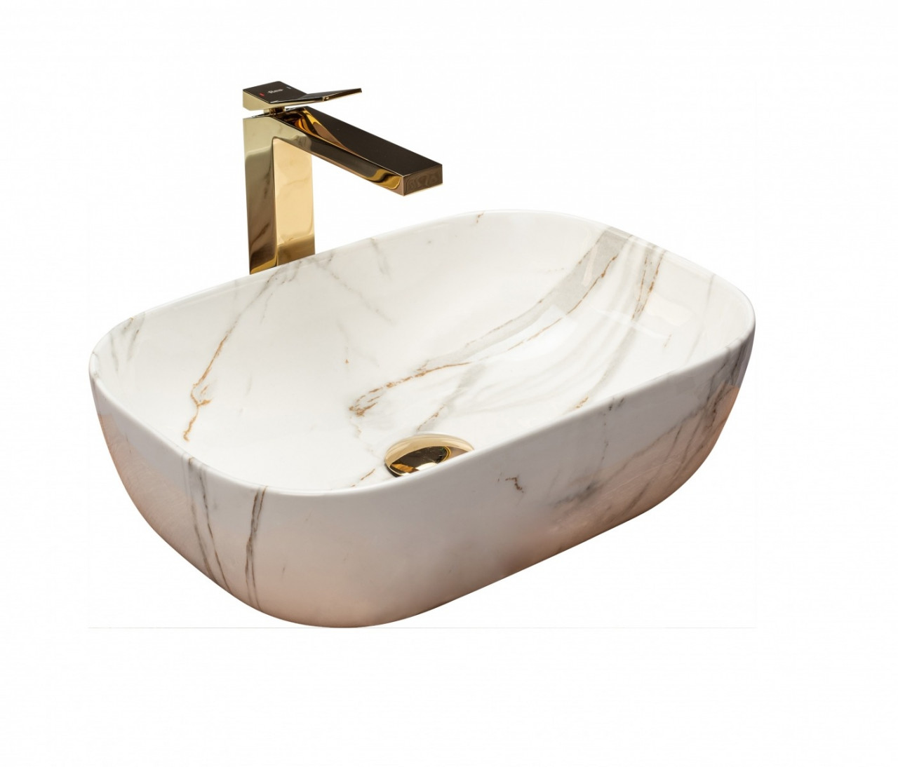 Poze Lavoar Belinda Shiny marmura ceramica sanitara - 46 cm