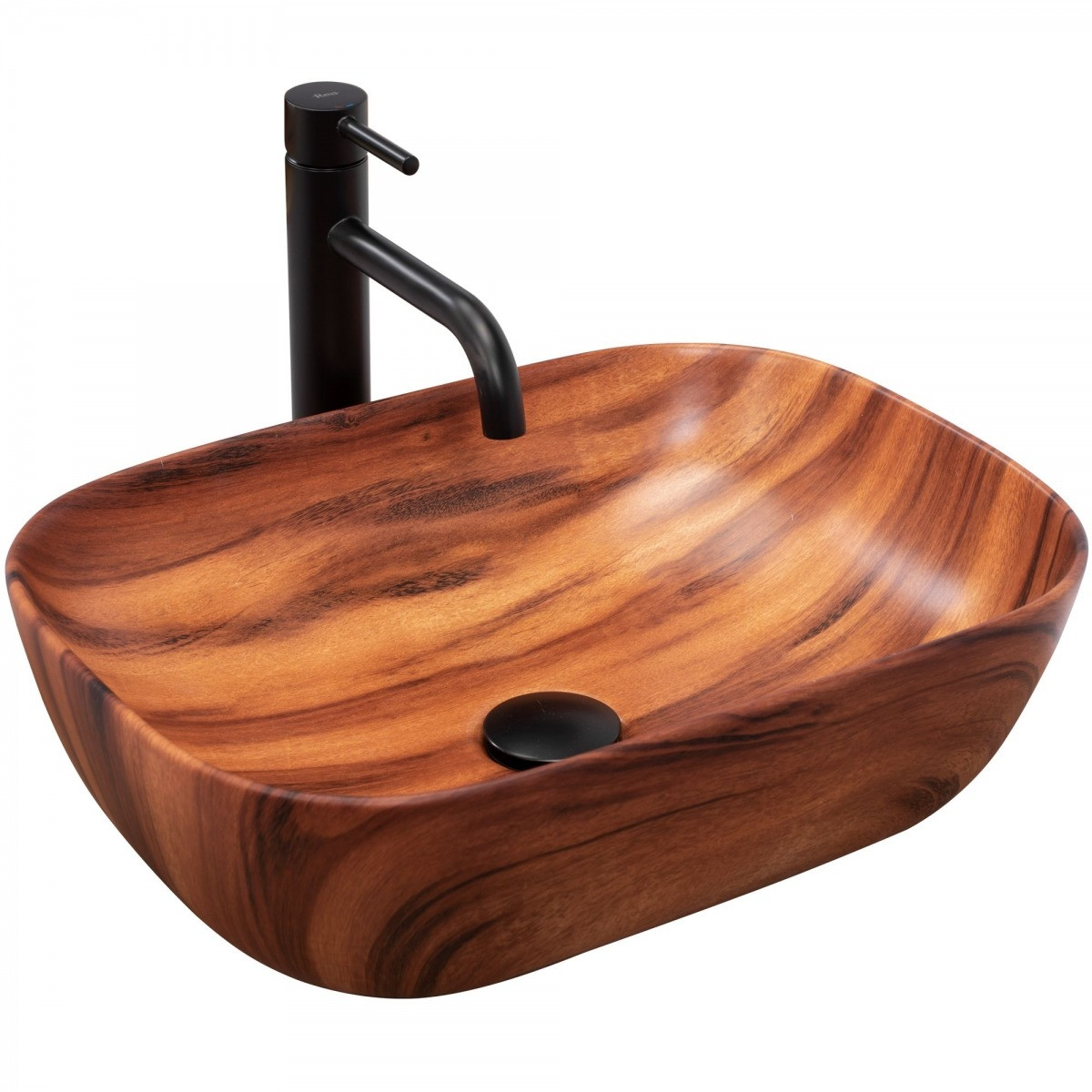 Poze Lavoar Belinda Wood ceramica efect de lemn - 46 cm