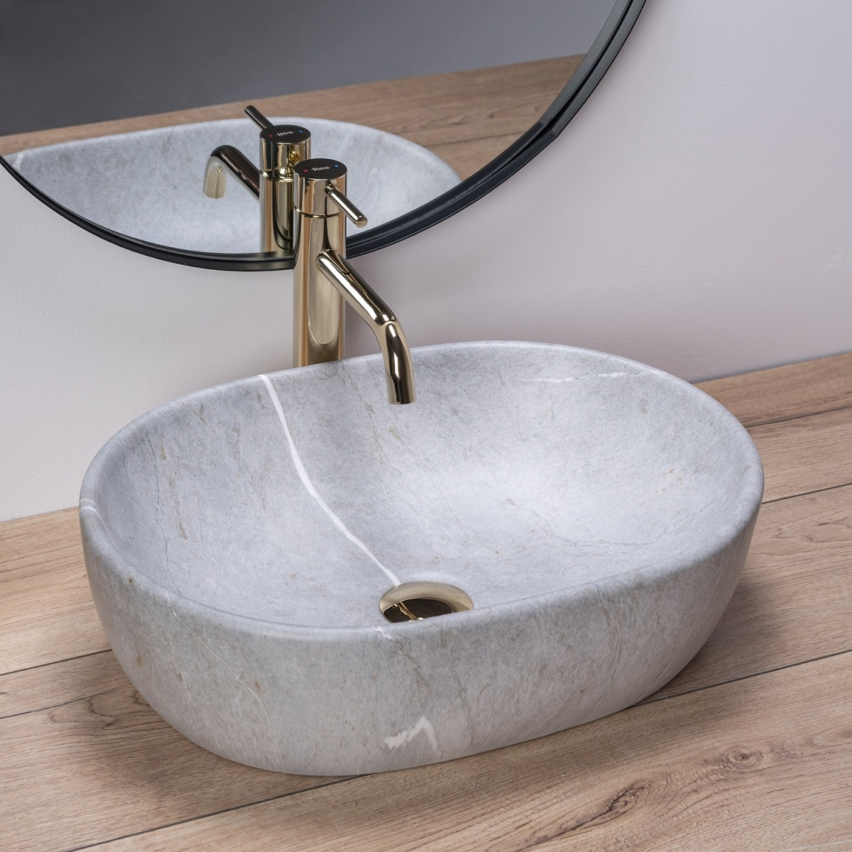 Poze Lavoar Lara Gri ceramica sanitara - 48,5 cm