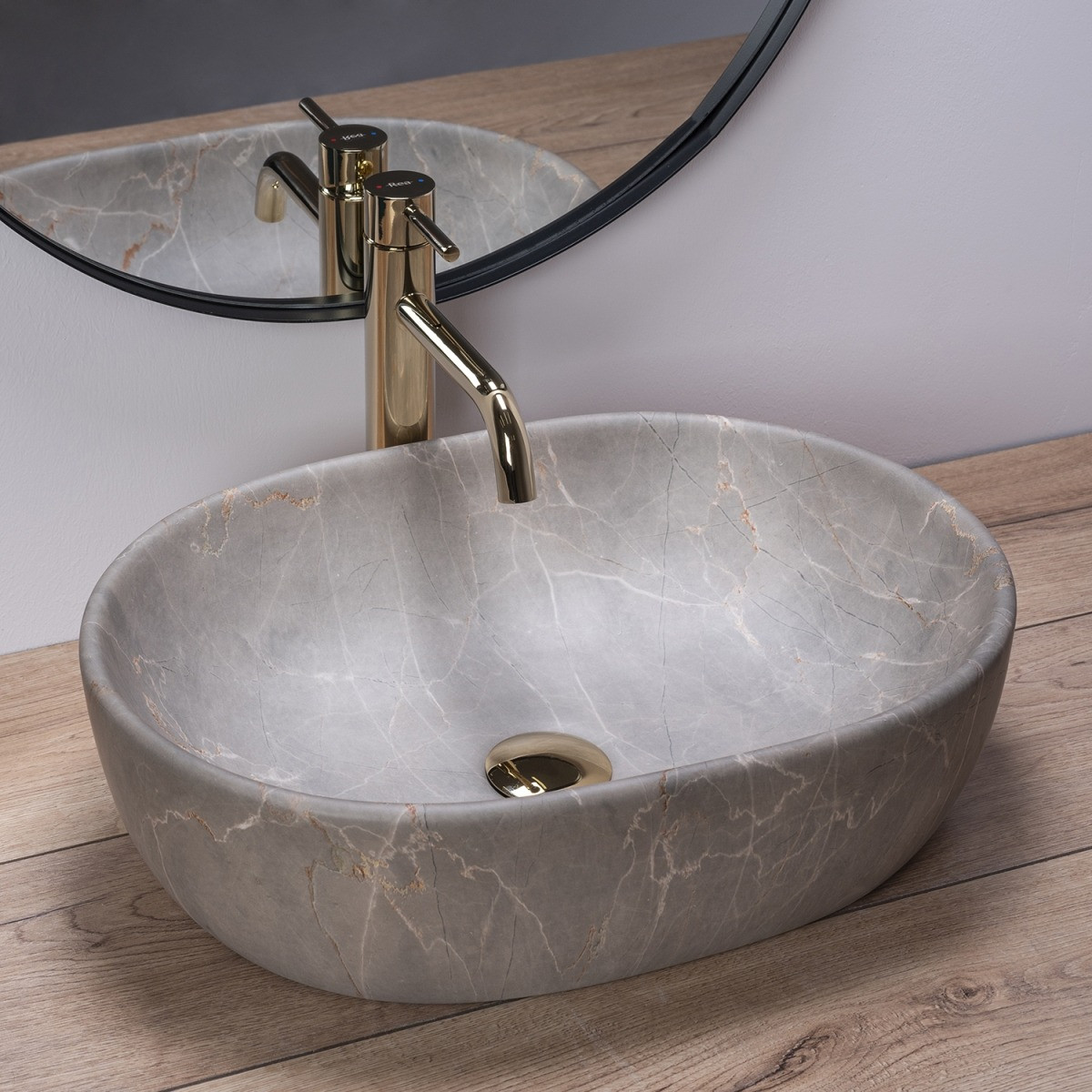 Poze Lavoar Lara Marmura Beige ceramica sanitara - 48,5 cm