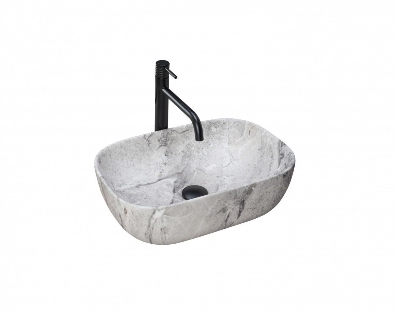 Poze Lavoar Livia Stone Marmura ceramica sanitara - 46,5 cm