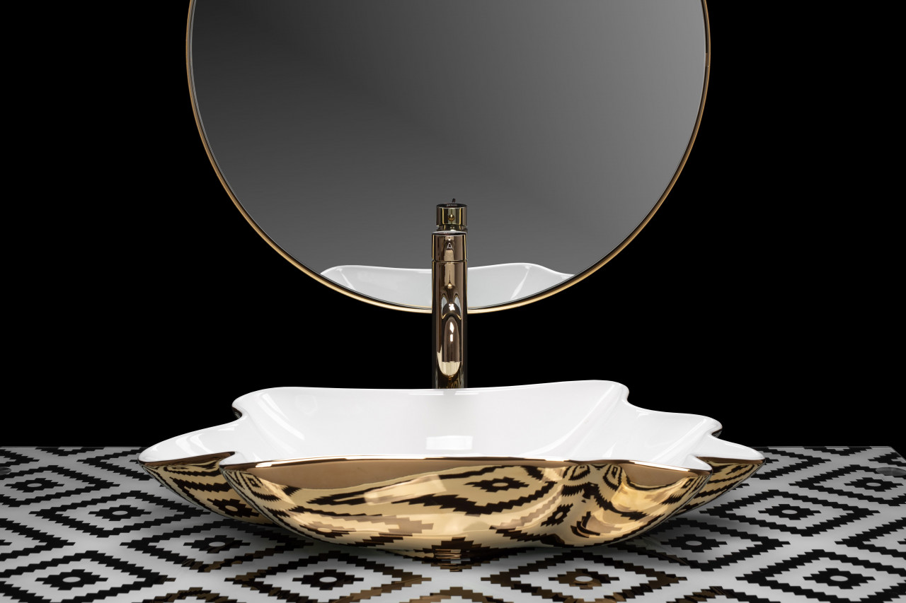 Poze Lavoar Sea alb/auriu