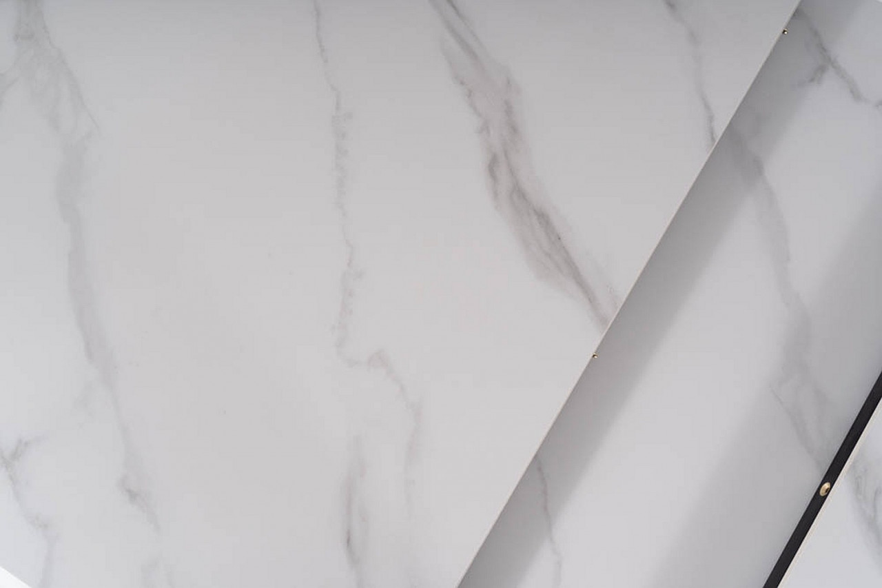 Poze Masa extensibila Apollo Ceramica marmura alba/negru mat - L120-160 cm