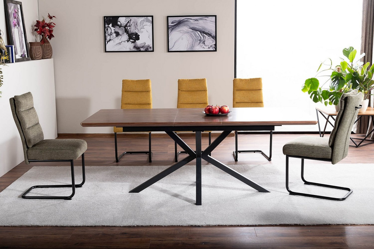 Poze Masa extensibila Logan nuc/negru - L160-200 x l90 x h75 cm homewish.ro