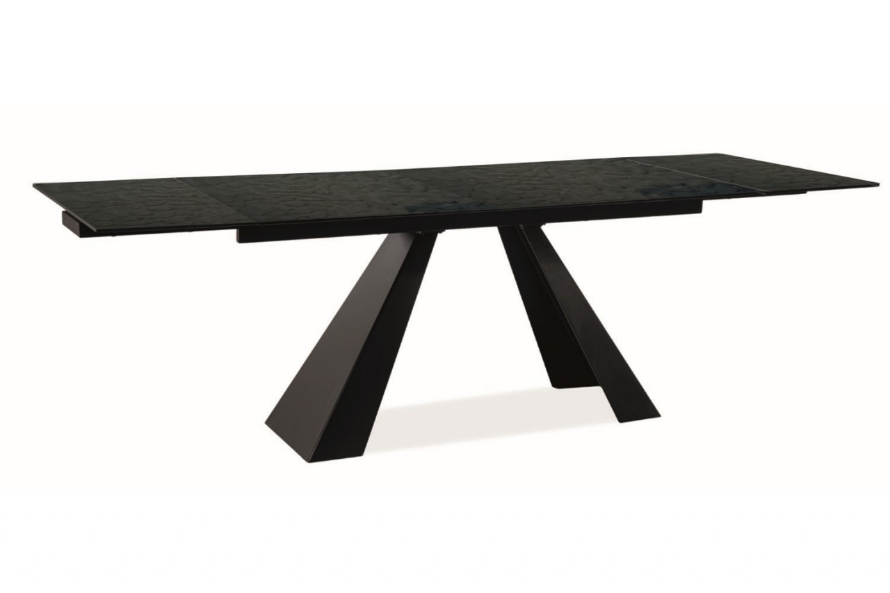 Masa extensibila salvadore melted glass/negru mat - l160-240 cm