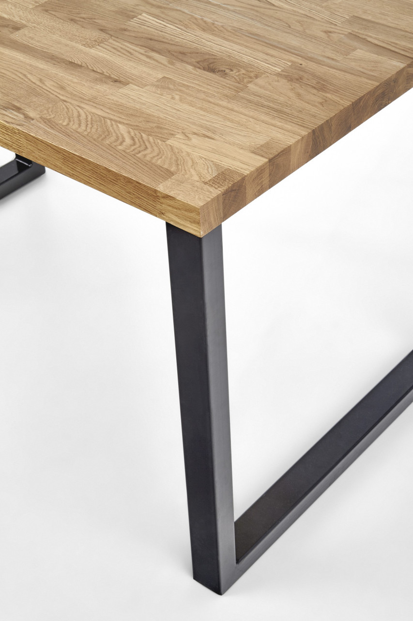 Poze Masa Radus 120x78 cm lemn masiv - stejar natural/negru