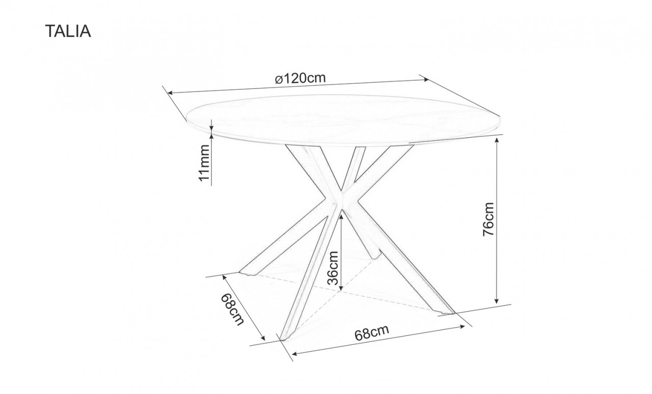 Poze Masa rotunda Talia gri/negru – d120 x h76 cm