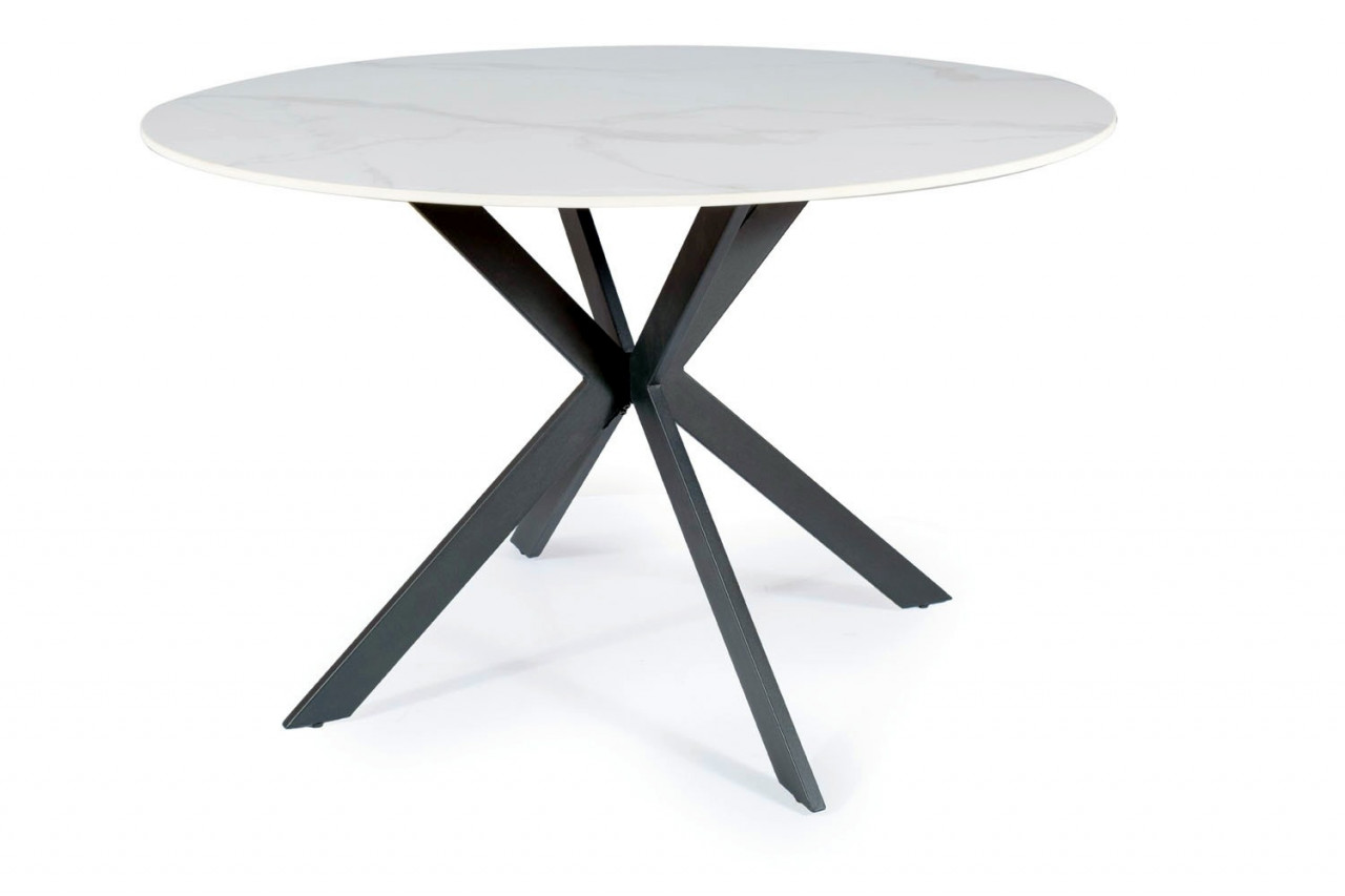 Masa rotunda talia marmura alba/negru - d120 x h76 cm