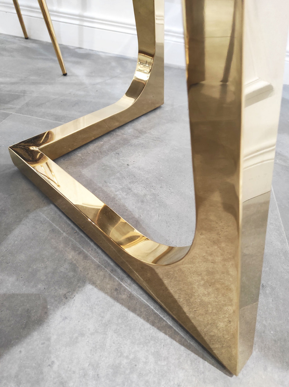 Poze Masa Veneto rotunda alb/gold marmura – H76 cm