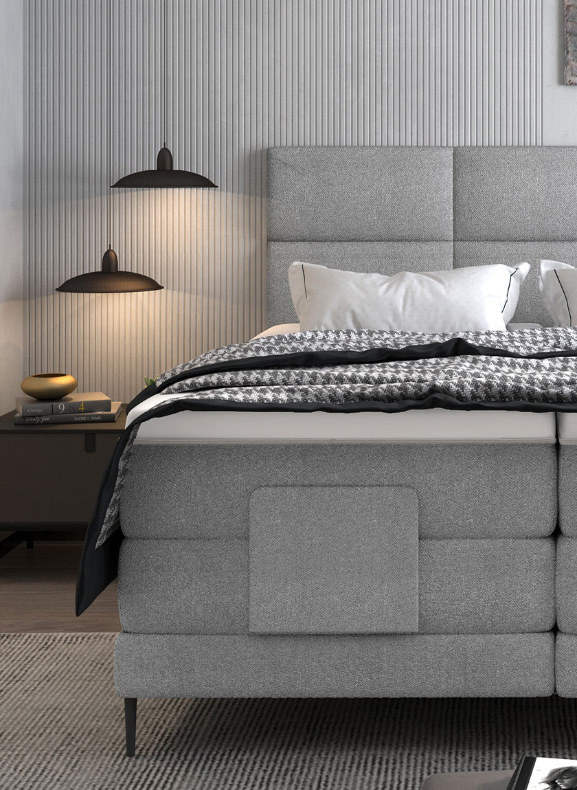 Poze Pat tapitat boxspring Carlo 140x200 cm