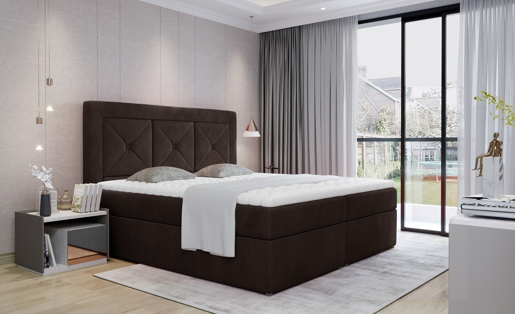 Poze Pat tapitat boxspring Idris – 180/200 cm