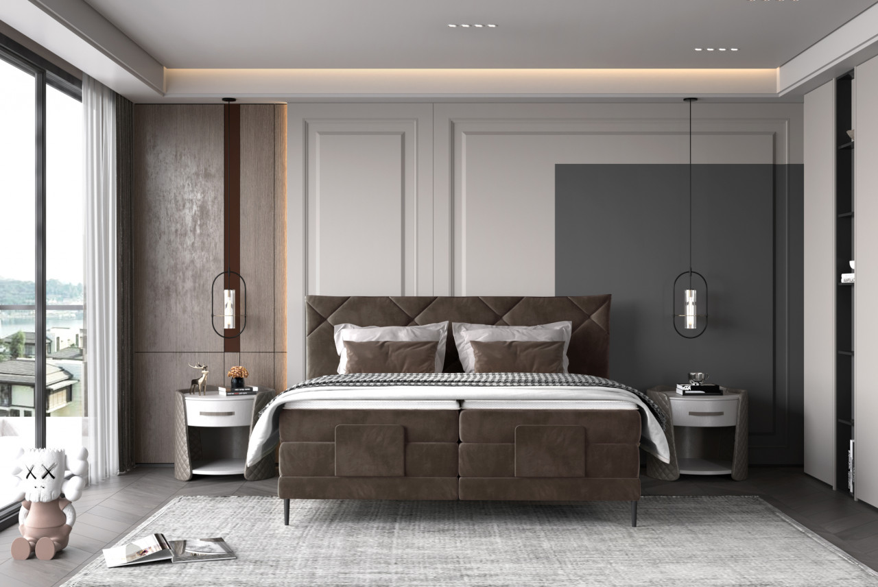 Poze Pat tapitat boxspring Noel 140x200 cm