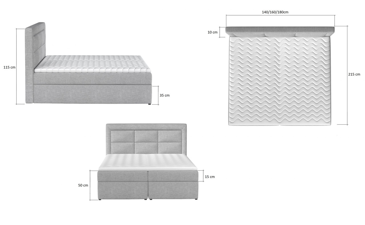 Poze Pat tapitat boxspring Vivre – 180/200 cm