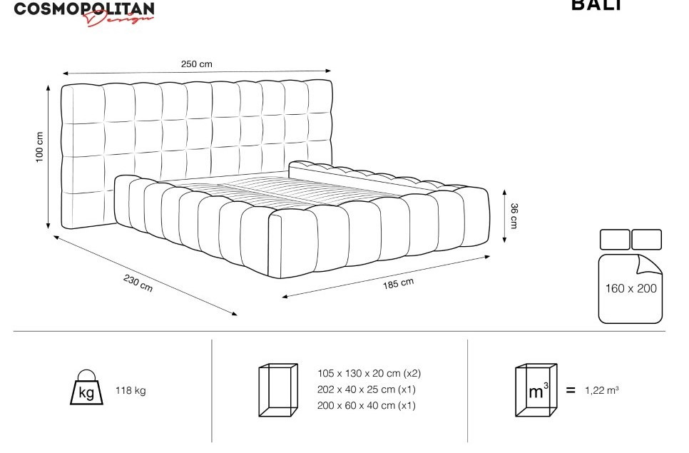 Poze Pat tapitat catifea Bali T – 160×200 cm