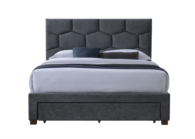 Poze Pat tapitat cu stofa Harriet gri – 160 x 200 cm