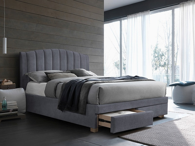 Poze Pat tapitat Emotion Velvet Gri – 160 x 200 cm