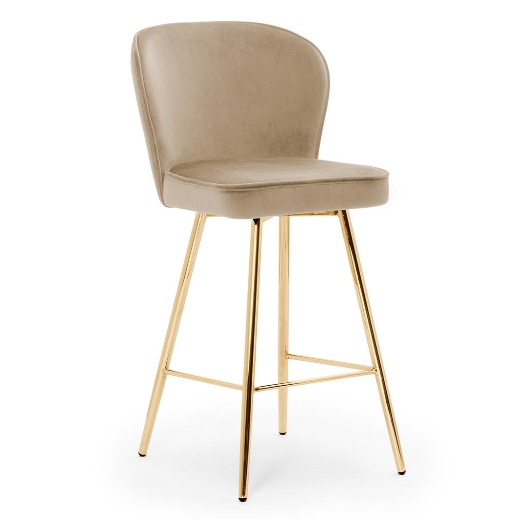 Poze Scaun de bar Aine bej picioare gold - H70 cm