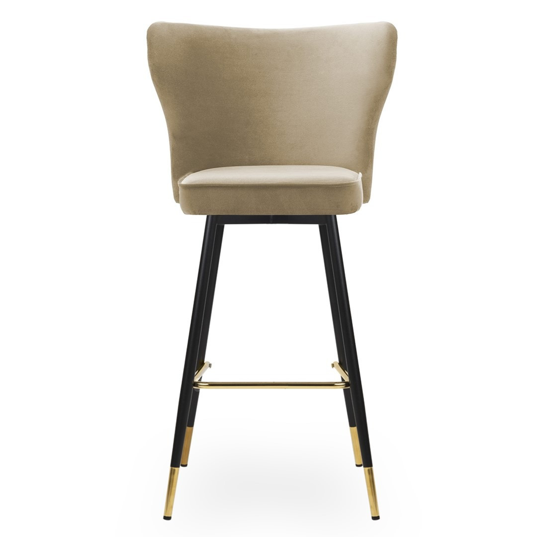 Poze Scaun de bar Modena bej picioare negru/gold - H70 cm