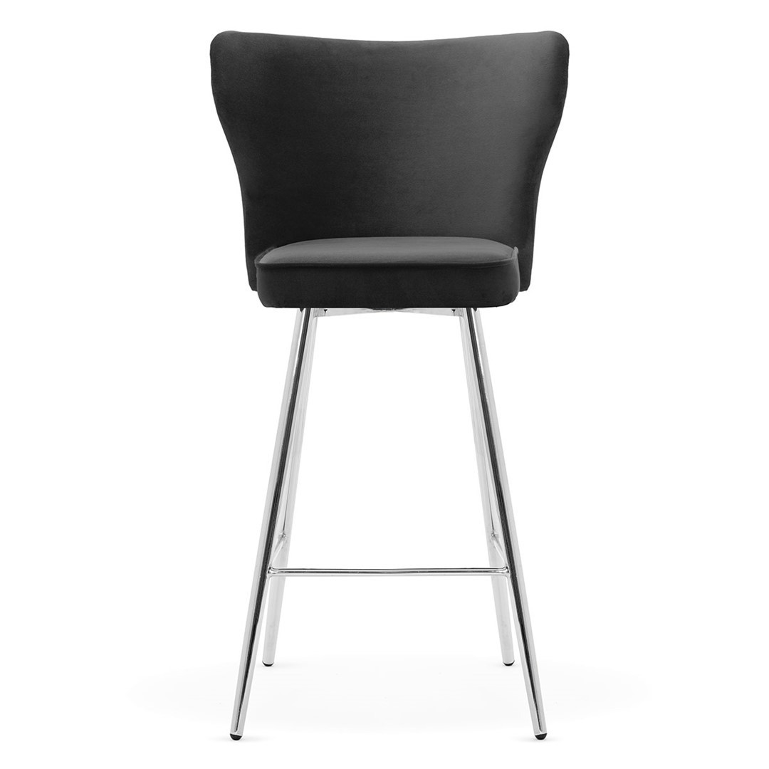 Poze Scaun de bar Modena negru picioare silver - H70 cm