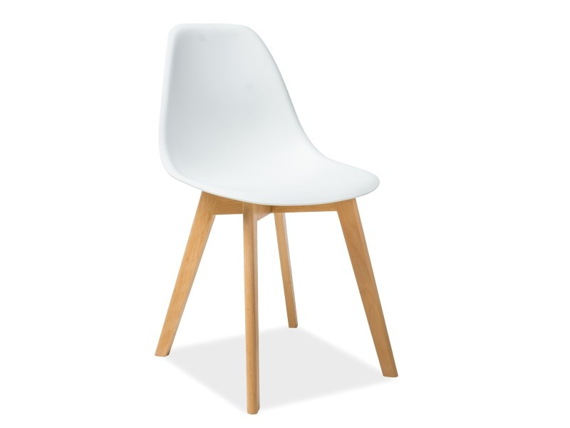 Poze Scaun din plastic si lemn Moris alb – H 85 cm