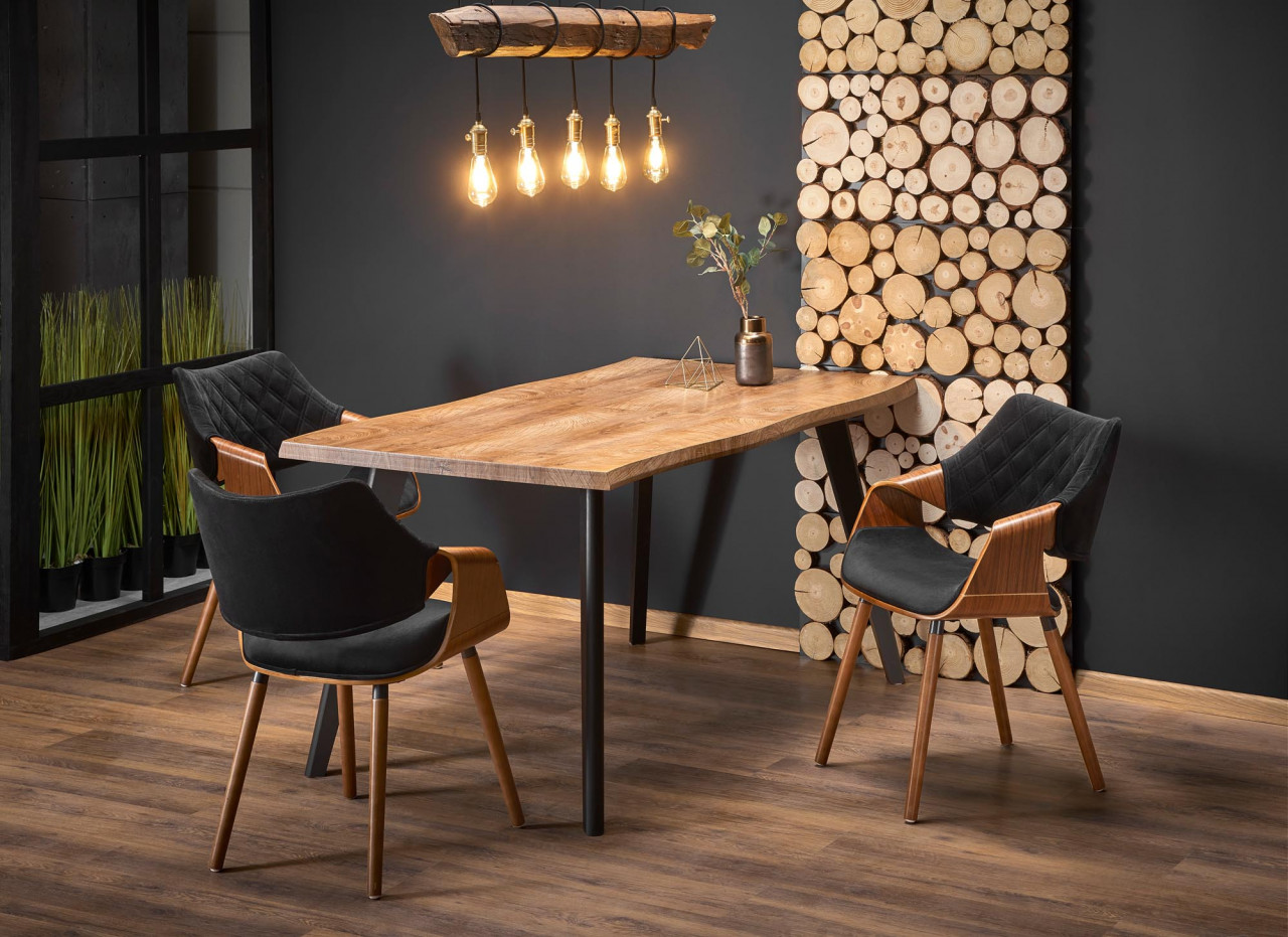 Poze Scaun K396 material catifea negru nuc