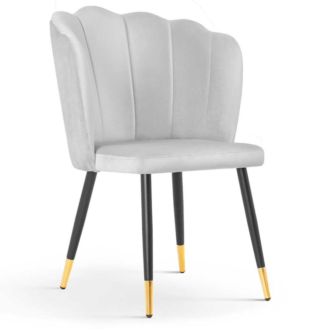 Poze Scaun tapitat Hilton gri picioare negru/gold - H88 cm